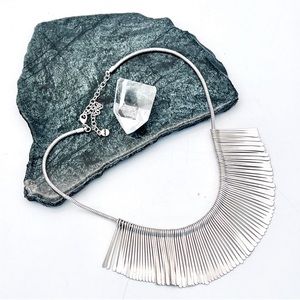 Stella & Dot Silver Tone Metal Fringe Statement Necklace